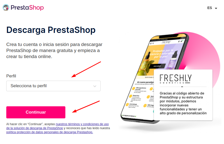 Descargar PrestaShop desde la web oficial